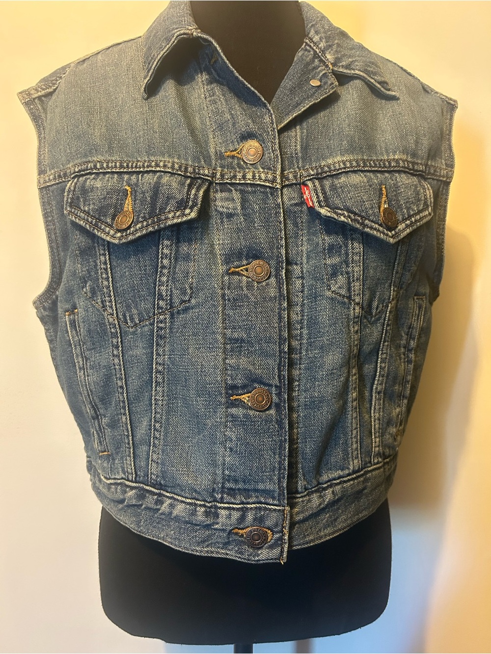 Levi's Vintage Blue Denim Sleeveless Jacket Vest NWOT
